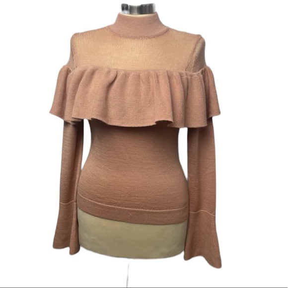Tularosa Sweaters - Tularosa Ruffled Bell Sleeve Blush Pullover Size S